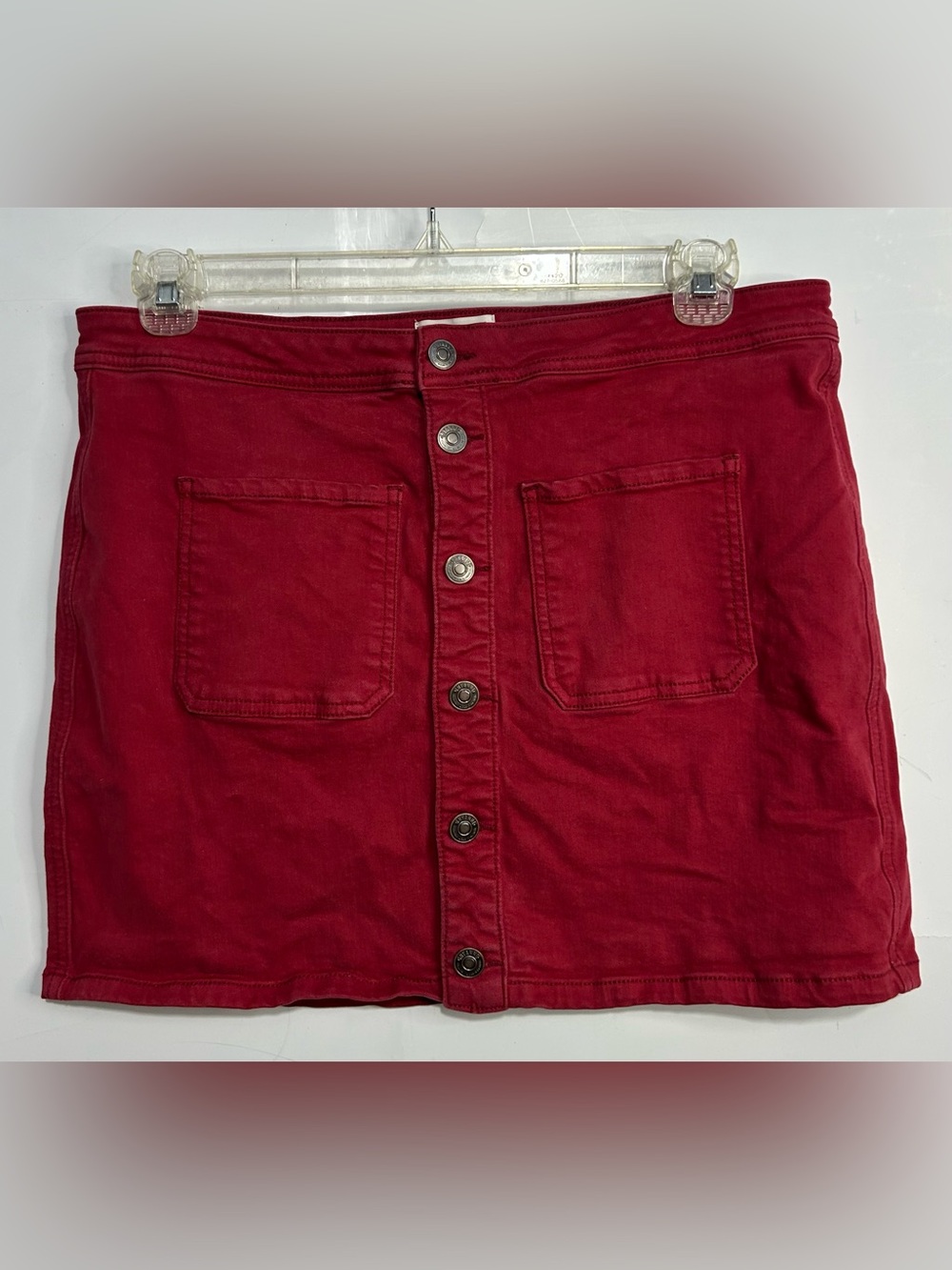 Shyanne Red Denim Button Front‎ Mini Skirt XL